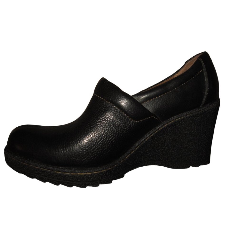 BOC Born Concept 7.5 Oxford Platform Wedge High Heel Slip On Comfort Blk Leather - Picture 2 of 6